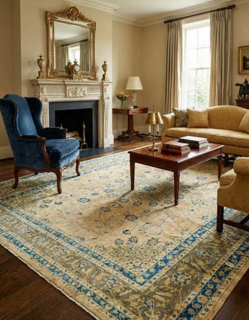 9' 9 x 12' 8 Hand Knotted Isfahan Persian Wool Rug