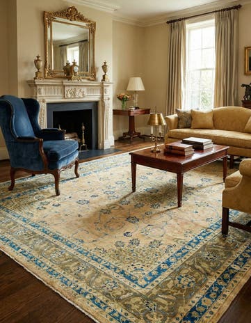 9' 9 x 12' 8 Hand Knotted Isfahan Persian Wool Rug