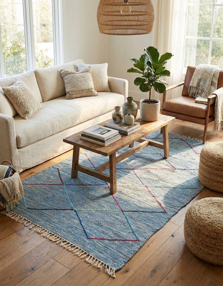 Detail image of 4' 9 x 7' 9  Hand Knotted Moroccan Wool Rug