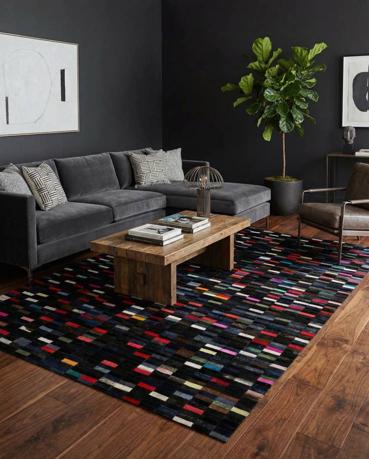 Detail image of 5' 3 x 8' Cowhide - Patchwork Rug