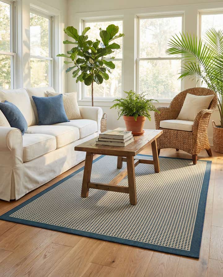 5' x 8' Easy-Clean Border Indoor / Outdoor Rug