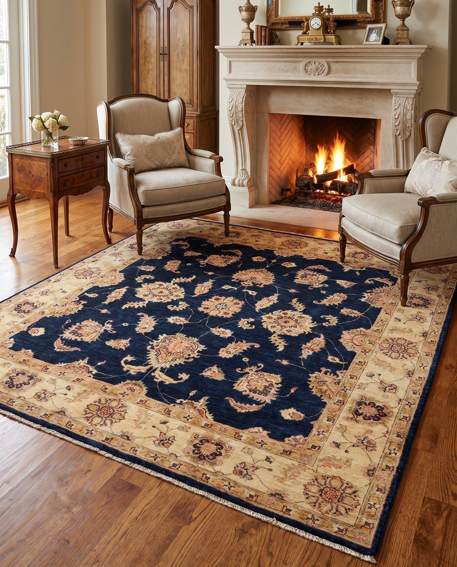 5' 9 x 5' 10 Hand Knotted Ziegler Square Rug