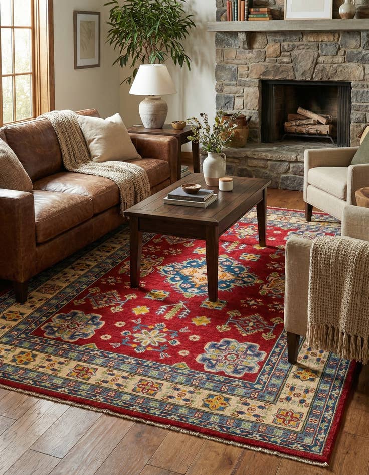 Detail image of 5' x 6' 6  Hand Knotted Kazak Rug