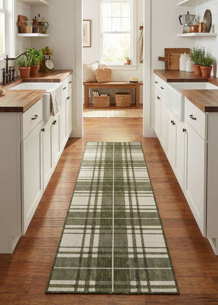 2' x 8' Easy-Clean Checkered Indoor / Outdoor Runner Rug