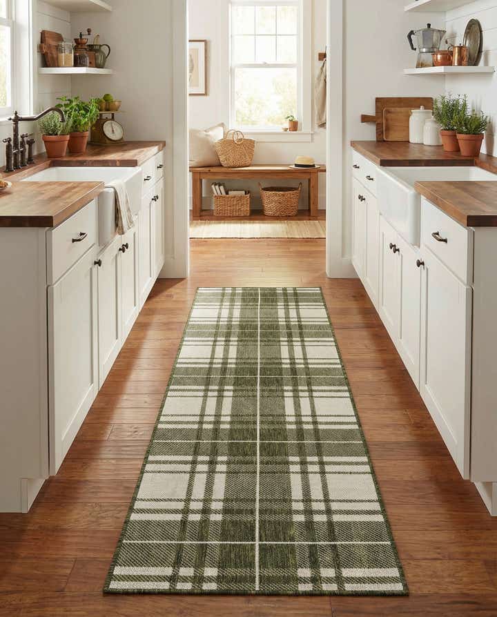 2' x 8' Easy-Clean Checkered Indoor / Outdoor Runner Rug