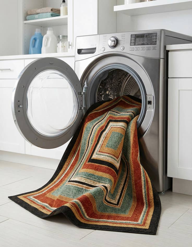 Detail image of  5' 3 x 8'  Washable Modern Indoor / Outdoor Rug