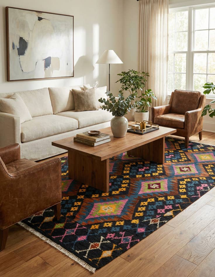 Detail image of 5' 8 x 8'  Hand Knotted Darya Rug