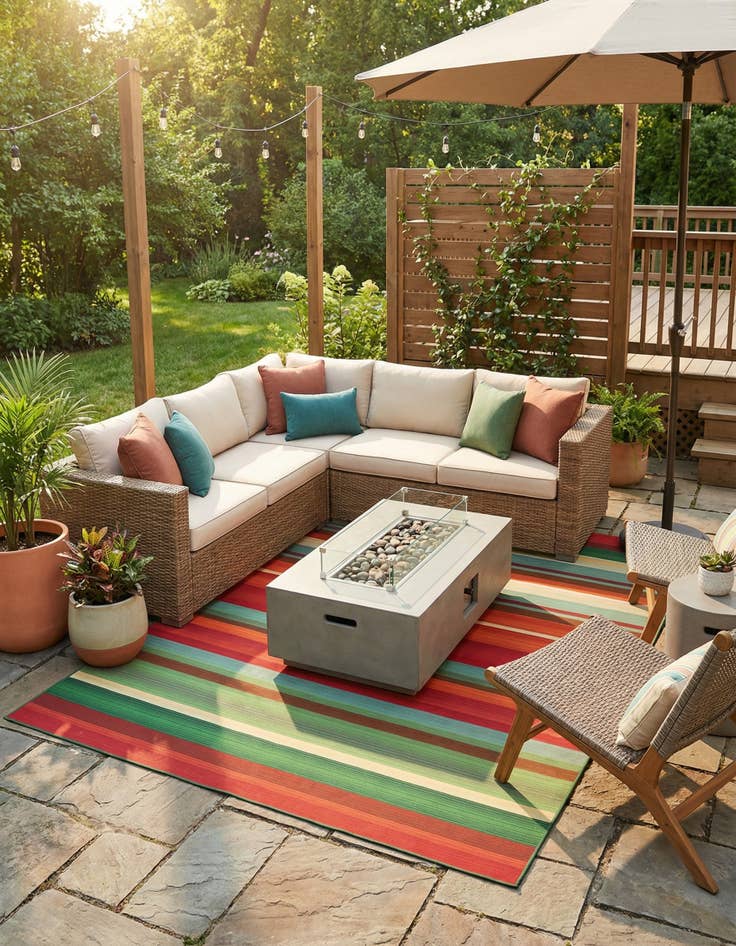 Detail image of 7' 10 x 11'  Washable Modern Indoor / Outdoor Rug