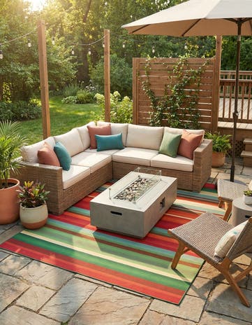 7' 10 x 11' Easy-Clean Modern Indoor / Outdoor Rug