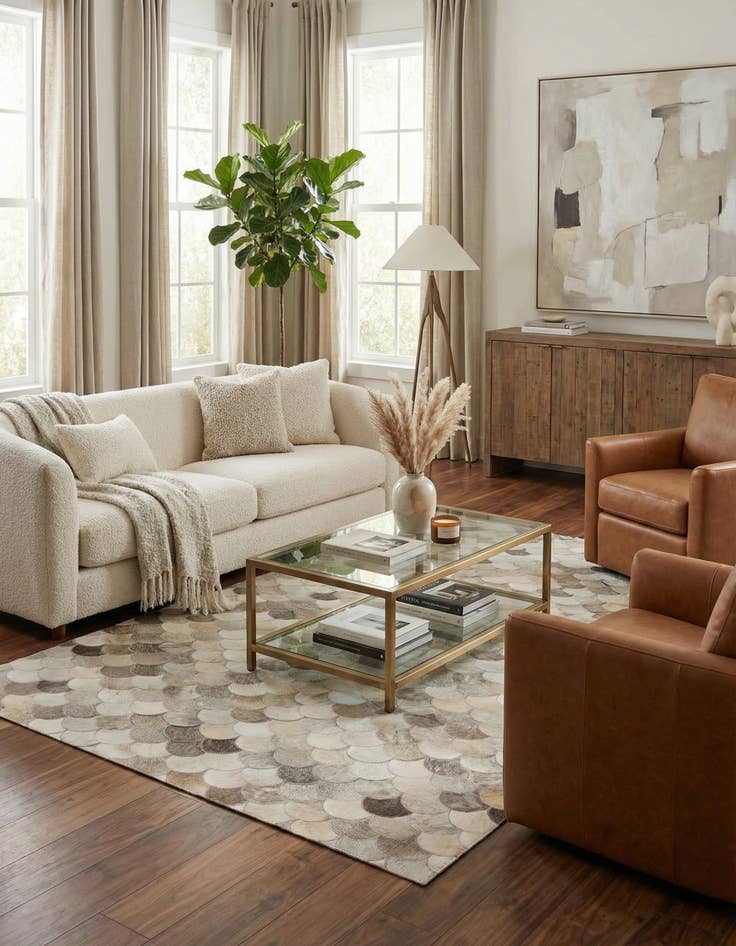 Detail image of 4' 8 x 6' 7 Cowhide Rug