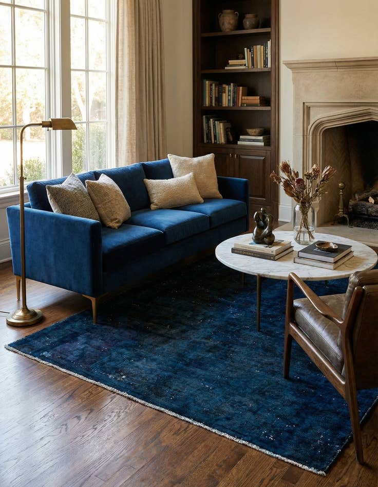 Detail image of  4' 6 x 6'  Hand Knotted Ultra Vintage Persian Wool Rug