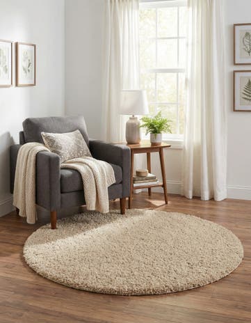 Linen Zermatt Shag Round Rug