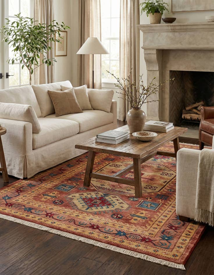 Detail image of 5' 1 x 7' 1  Hand Knotted Ziegler Wool Rug