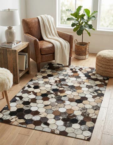 2' x 3' 1 Cowhide Leather Rug