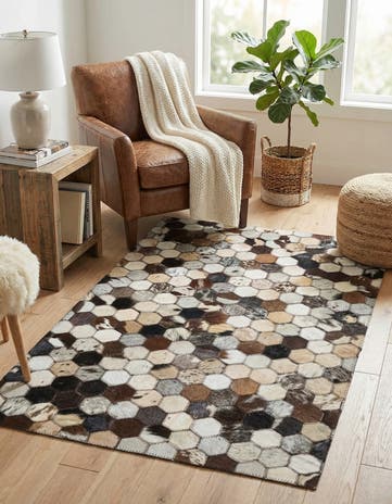 2' x 3' 1 Cowhide Leather Rug