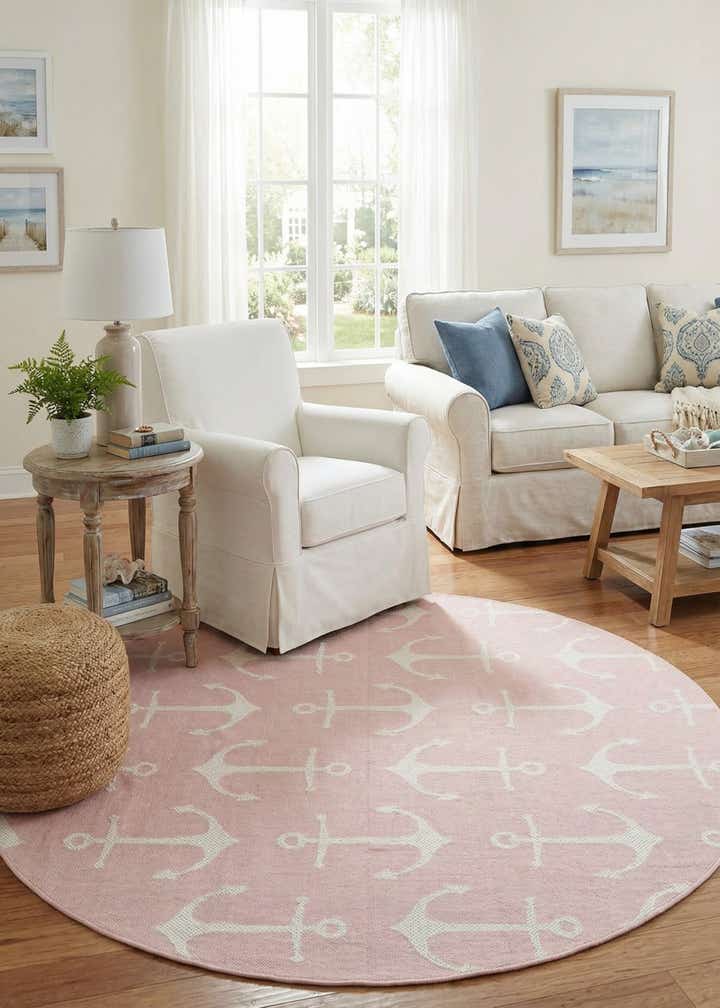 7' 10 x 7' 10 Easy-Clean Coastal Indoor / Outdoor Round Rug
