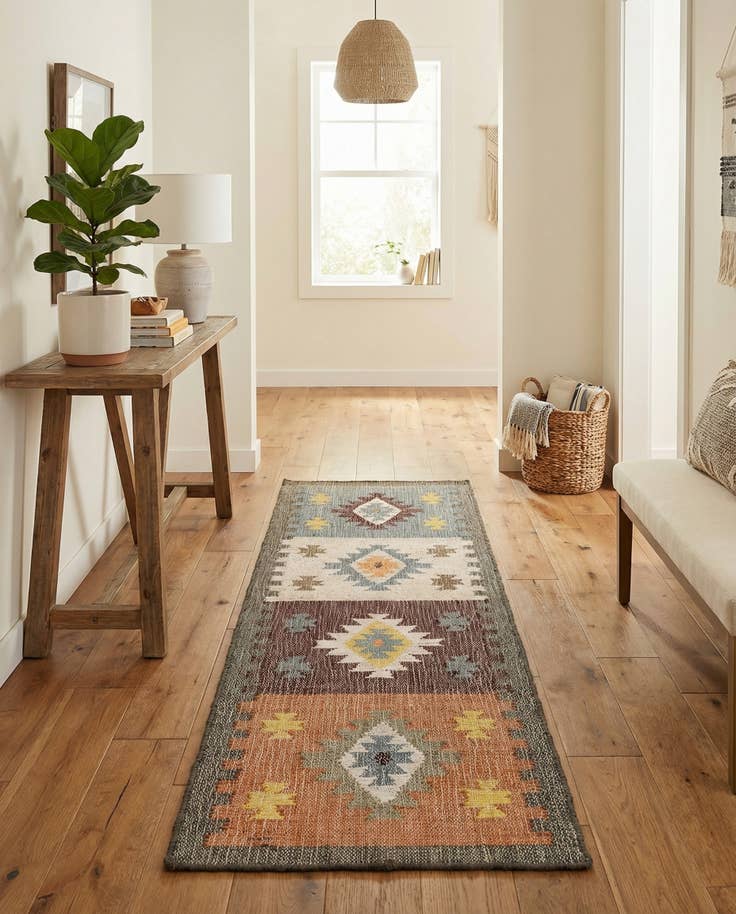 Detail image of 2' x 6' 1 Hand Woven Kala Handwoven Jute Runner Rug