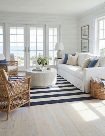 Nautical Navy Hand Woven Jill Zarin Hamptons Square Rug