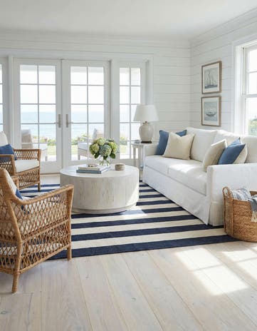 Nautical Navy Hand Woven Jill Zarin Hamptons Square Rug