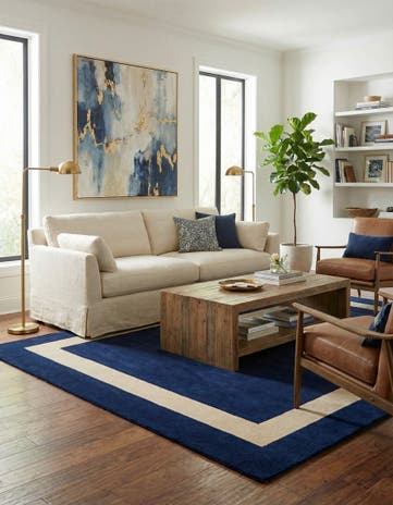 Cobalt Blue Jill Zarin Border Wool Rug