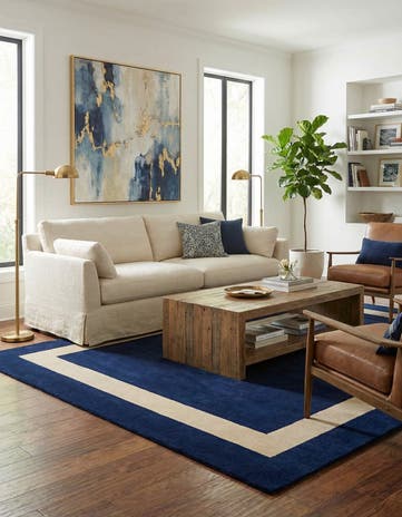 Cobalt Blue Jill Zarin Border Wool Rug