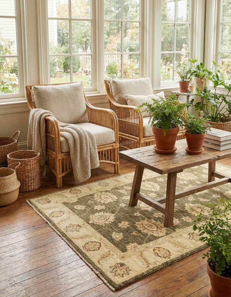 Detail image of 3' x 4' 10  Hand Knotted Peshawar Ziegler Rug