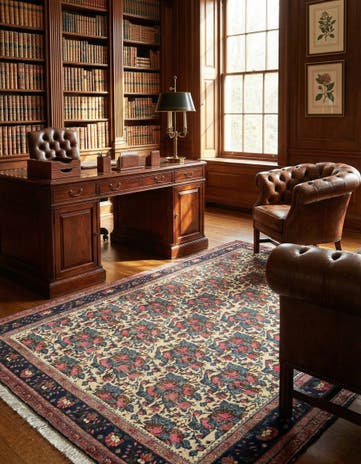 6' 4 x 9' 7 Hand Knotted Sarough Persian Wool Rug