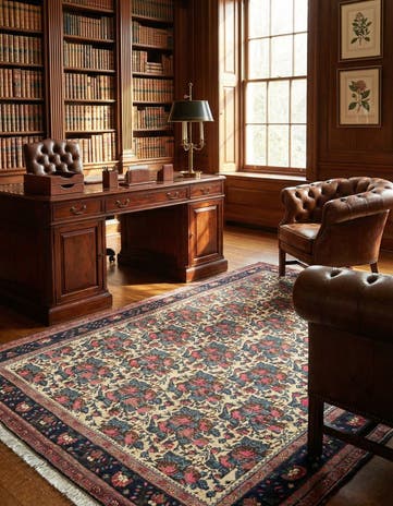6' 4 x 9' 7 Hand Knotted Sarough Persian Wool Rug