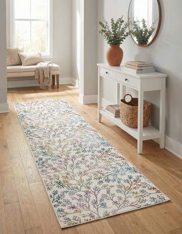 Ivory Blossom Runner Rug