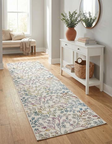 Ivory Blossom Runner Rug