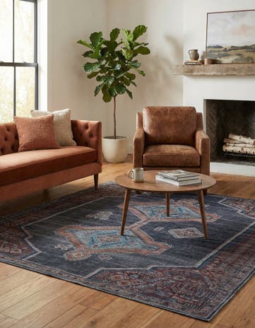 Charcoal and Gray Washable Sisu Square Rug
