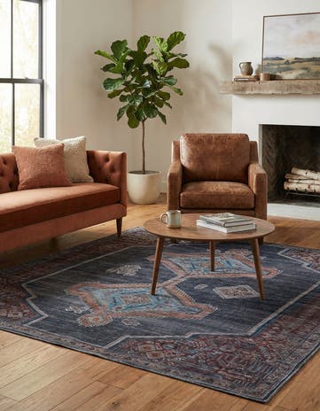 Charcoal and Gray Washable Sisu Square Rug
