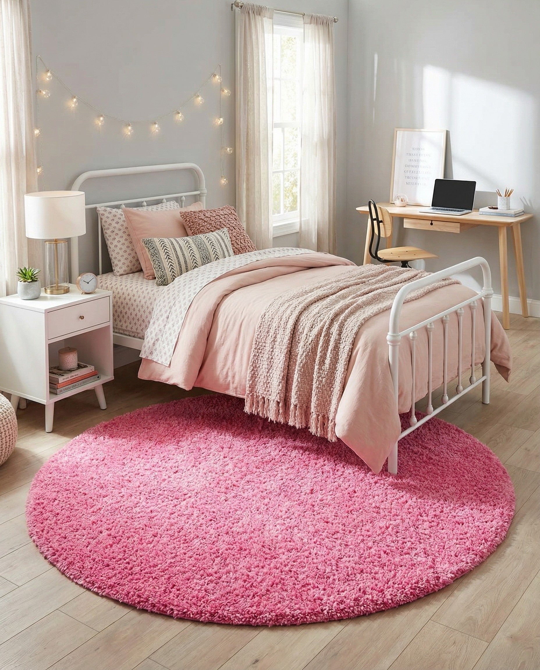  6' x 6' Solid Shag Round Rug