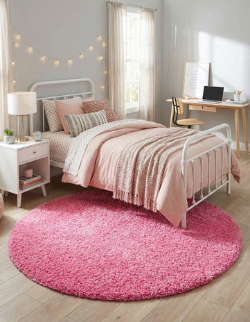 6' x 6' Solid Shag Round Rug