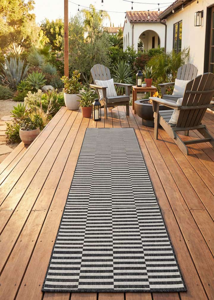 2' x 8' Easy-Clean Striped Indoor / Outdoor Runner Rug