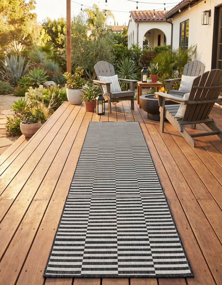 Detail image of 2' x 8'  Washable Striped Indoor / Outdoor Runner Rug