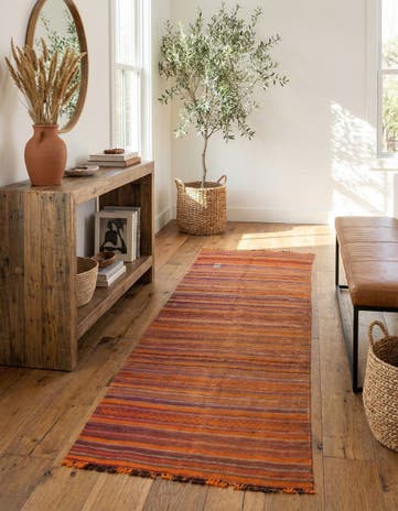 3' 9 x 11' Hand Woven Kilim Modern Wool Runner Rug