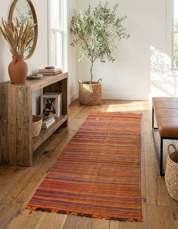 3' 9 x 11' Hand Woven Kilim Modern Wool Runner Rug