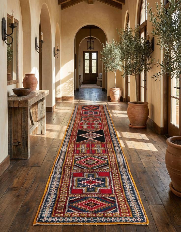 Detail image of 3' 8 x 17'  Hand Knotted Moroccan Wool Runner Rug