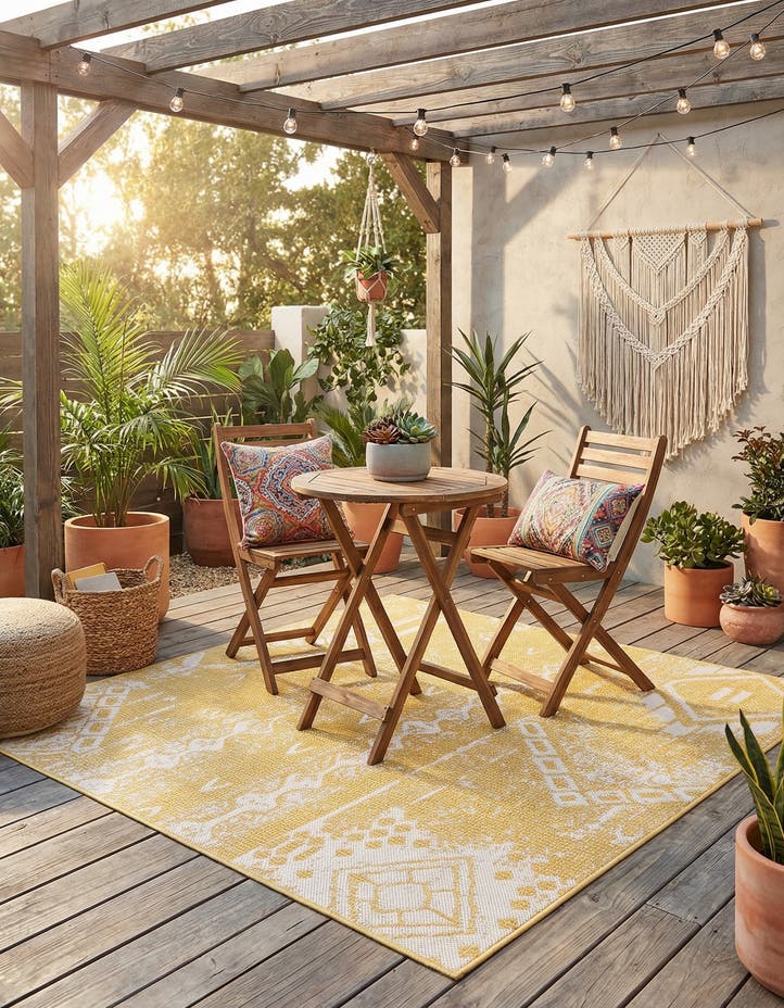 5' 3 x 5' 3 Easy-Clean Bohemian Indoor / Outdo...