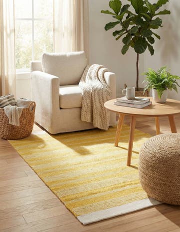 Sunshine Yellow Hand Woven Lariat Rug