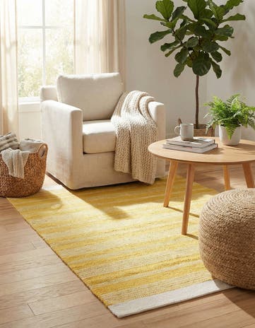 Sunshine Yellow Hand Woven Lariat Rug