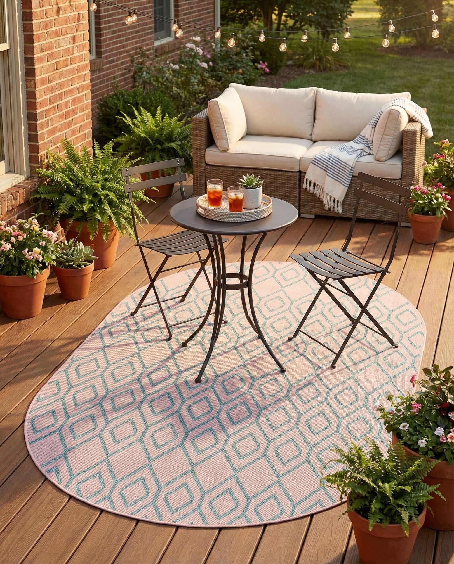 5' 3 x 8' Easy-Clean Jill Zarin Turks and Caicos Indoor / Outdoor Oval Rug