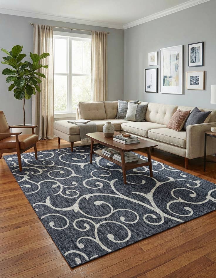 Detail image of 9' x 12'  Washable Botanical Indoor / Outdoor Rug