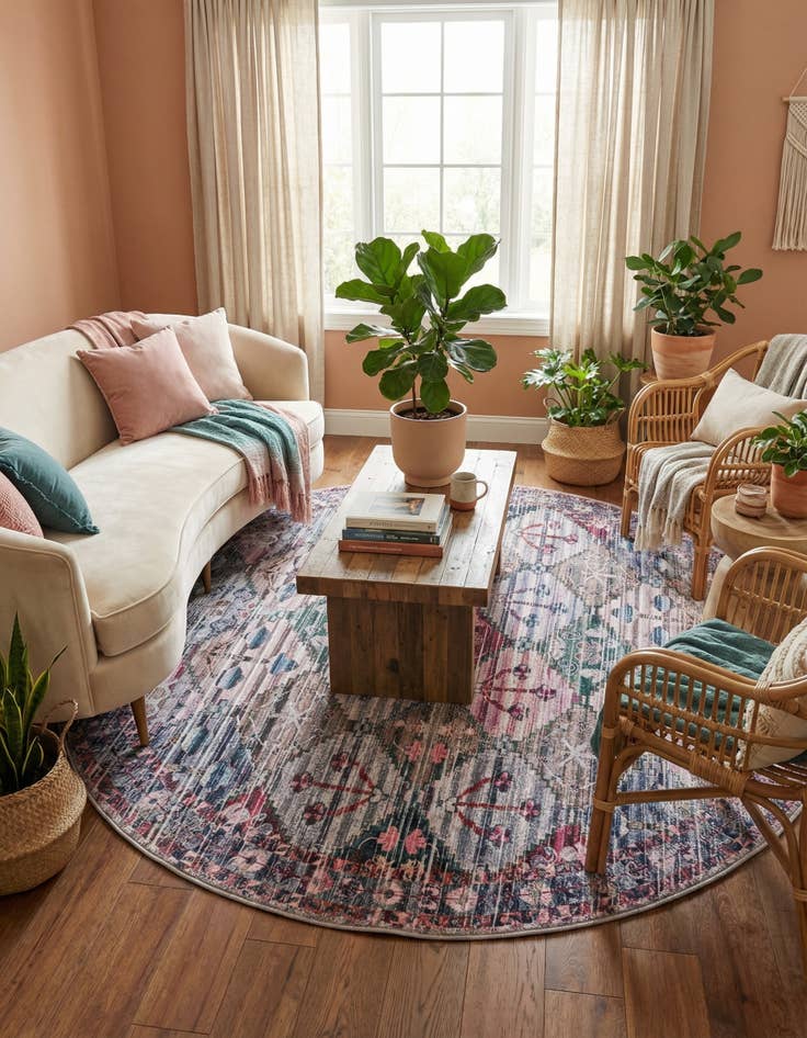 Detail image of 7' 3 x 7' 3  Washable Mangata Round Rug