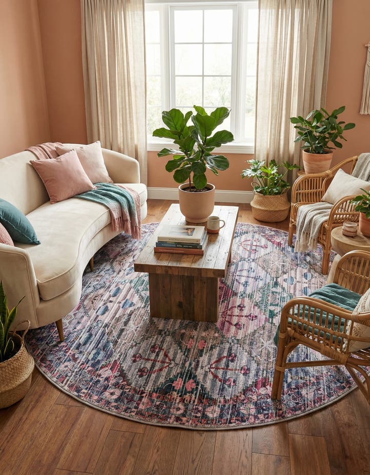 7' 3 x 7' 3 Washable Mangata Round Rug