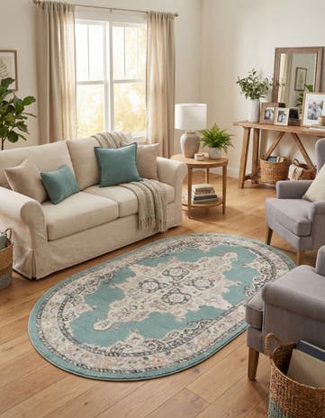 Aqua Parker Oval Rug