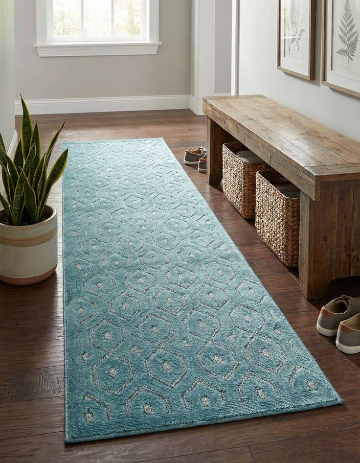 Detail image of 2' x 8'  Washable Trellis Textured Indoor / Outdoor Runner Rug