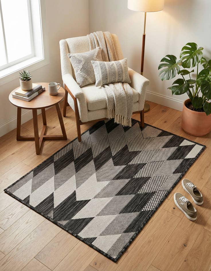 Detail image of 2' x 3'  Washable Modern Indoor / Outdoor Rug