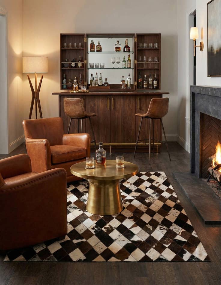 Detail image of 4' x 5' 11 Cowhide Stocks Rug